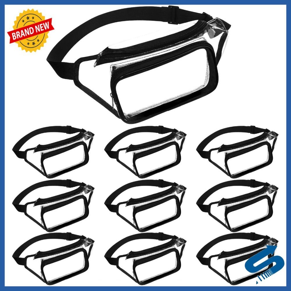 10 Pack Clear Fanny Packs Waterproof Adjustable Stadium Approved Waist Bags